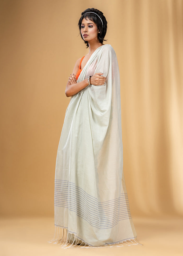 Off White Cotton Saree With Blouse Piece - Indian Silk House Agencies