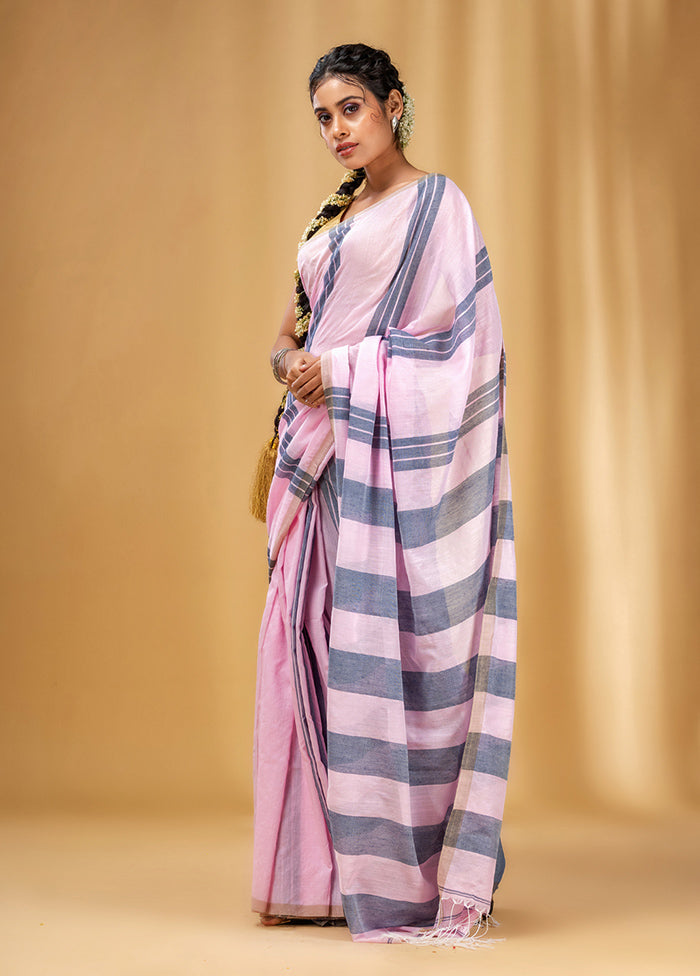 Baby Pink Cotton Saree With Blouse Piece - Indian Silk House Agencies