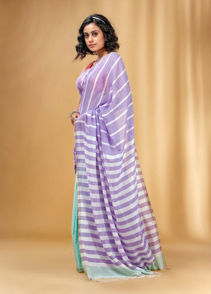 Violet Cotton Saree With Blouse Piece - Indian Silk House Agencies