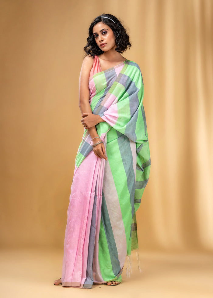 Multicolor Cotton Saree With Blouse Piece - Indian Silk House Agencies