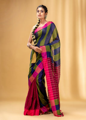 Deep Violet Cotton Saree With Blouse Piece - Indian Silk House Agencies
