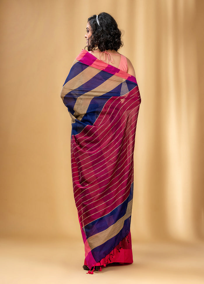 Blue Cotton Saree With Blouse Piece - Indian Silk House Agencies