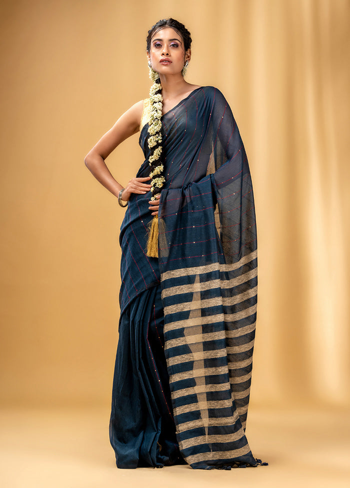 Grey Cotton Saree With Blouse Piece - Indian Silk House Agencies