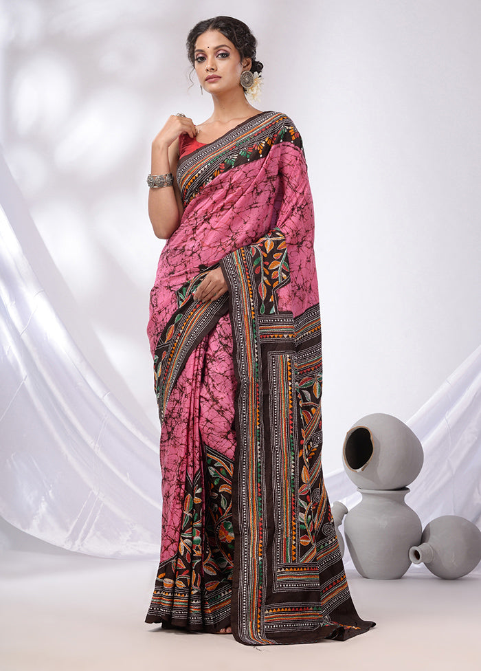 Pink Spun Pure Silk Saree With Blouse Piece - Indian Silk House Agencies