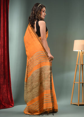 Yellow Cotton Saree With Blouse Piece - Indian Silk House Agencies
