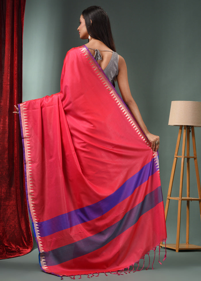 Hot Pink Dupion Silk Saree With Blouse Piece - Indian Silk House Agencies