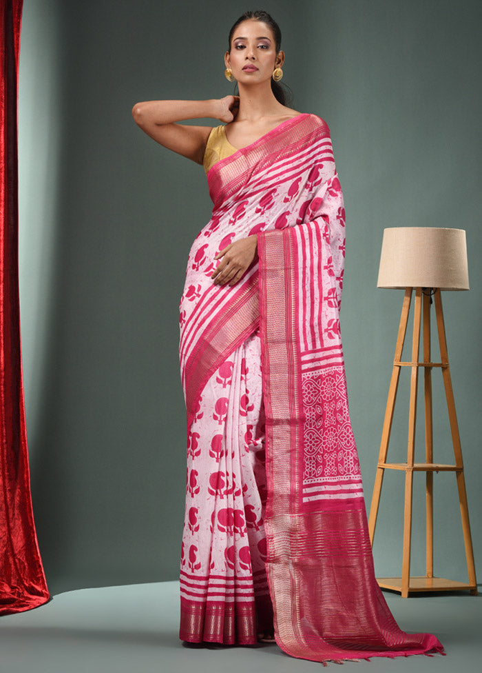 White Dupion Silk Saree With Blouse Piece - Indian Silk House Agencies