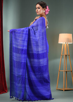 Royal Blue Dupion Pure Silk Saree With Blouse Piece - Indian Silk House Agencies