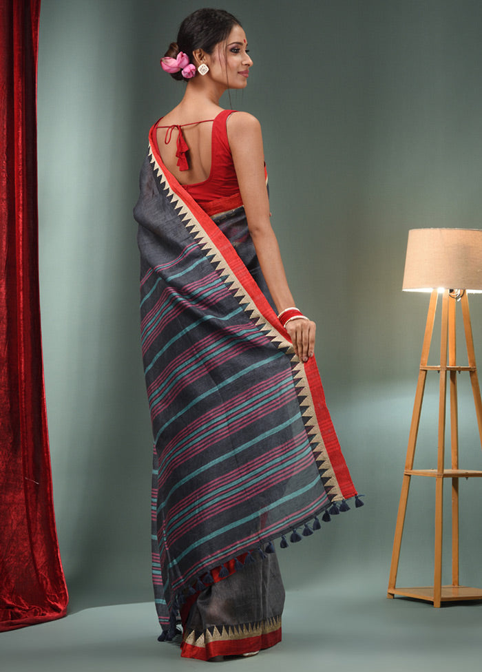 Grey Silk Saree With Blouse Piece - Indian Silk House Agencies