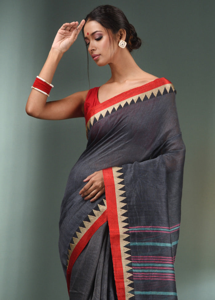 Grey Silk Saree With Blouse Piece - Indian Silk House Agencies