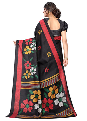 Black Spun Silk Woven Saree With Blouse Piece - Indian Silk House Agencies