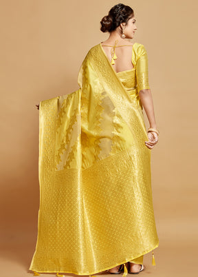 Yellow Spun Silk Saree With Blouse Piece - Indian Silk House Agencies