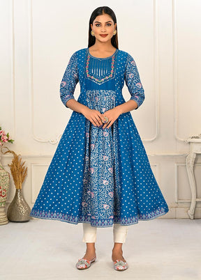 Blue Readymade Cotton Kurti - Indian Silk House Agencies