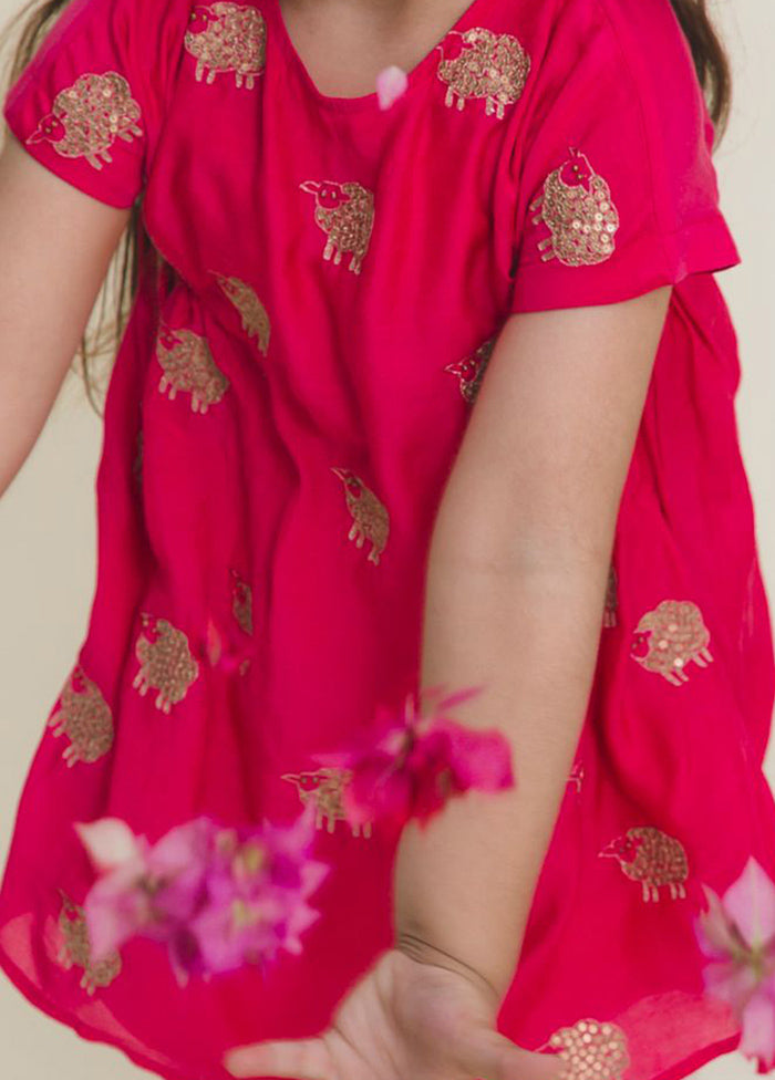 Fuschia Silk Suit Set For Girls - Indian Silk House Agencies