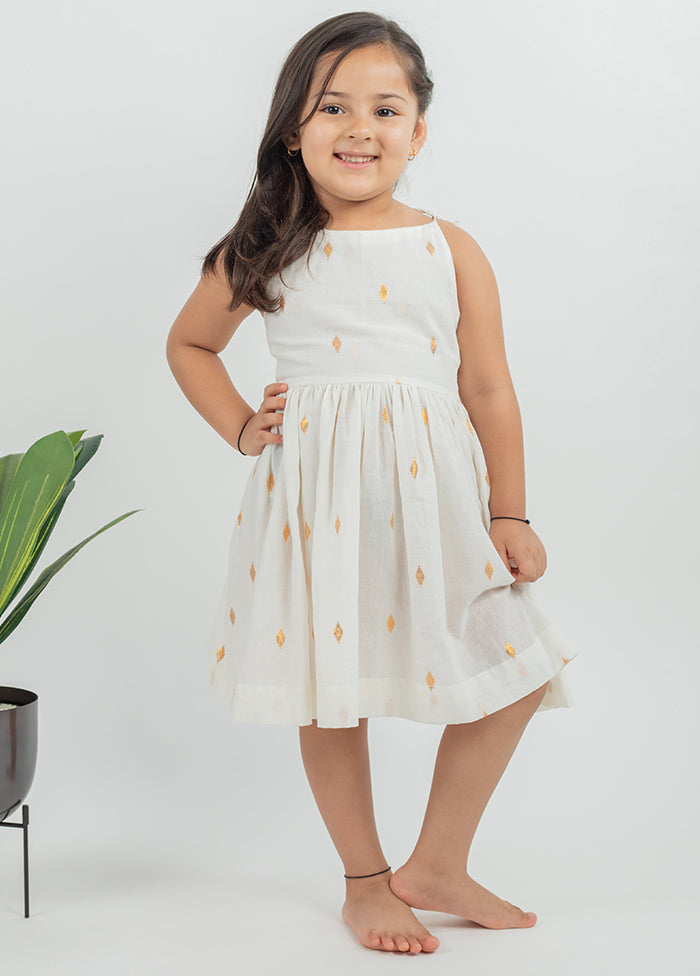 White Cotton Dress For Girls - Indian Silk House Agencies