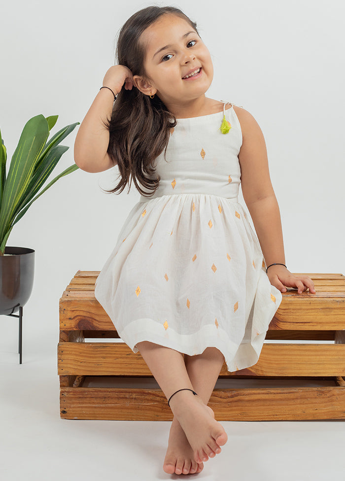 White Cotton Dress For Girls - Indian Silk House Agencies