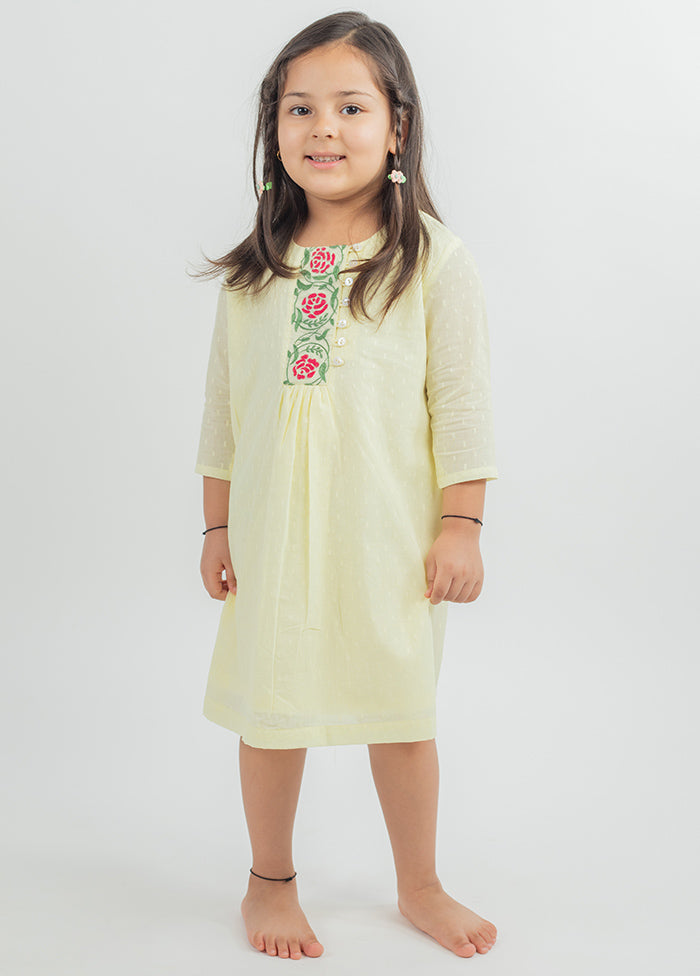 Yellow Cotton Dress For Girls - Indian Silk House Agencies