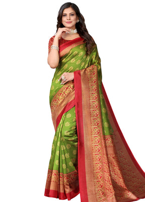 Dark Green Spun Silk Woven Saree With Blouse Piece - Indian Silk House Agencies