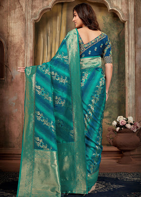 Blue Spun Silk Woven Saree With Blouse Piece - Indian Silk House Agencies