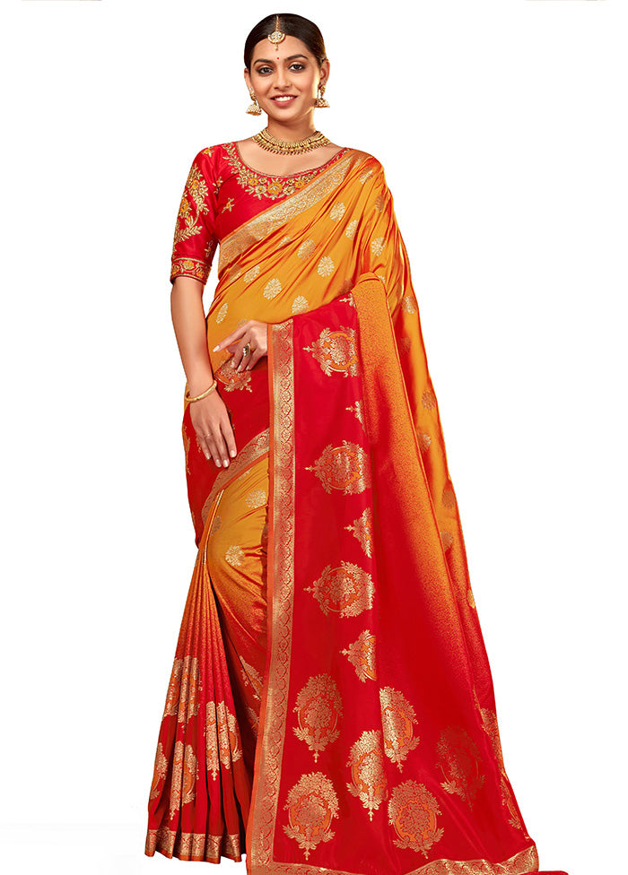 Yellow Spun Silk Woven Saree With Blouse Piece - Indian Silk House Agencies