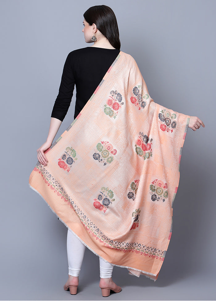Peach Fine Wool Shawl - Indian Silk House Agencies