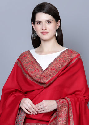 Red Fine Wool Shawl - Indian Silk House Agencies