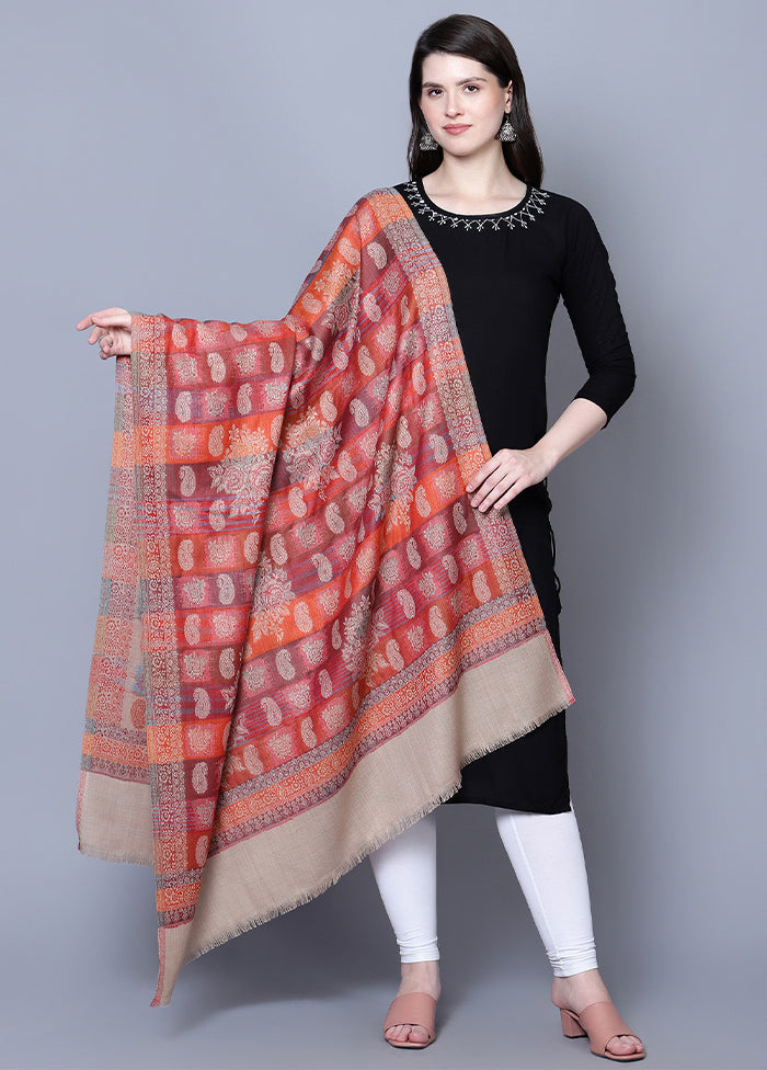 Beige Fine Wool Shawl - Indian Silk House Agencies