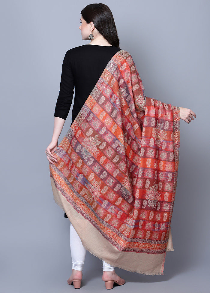Beige Fine Wool Shawl - Indian Silk House Agencies