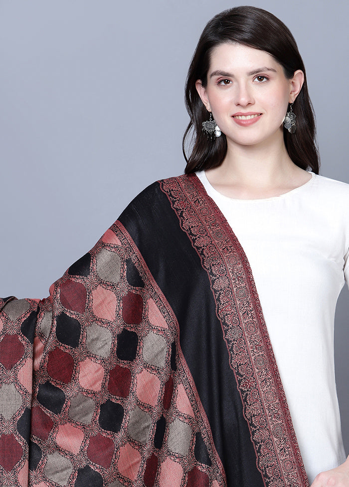 Black Fine Wool Shawl - Indian Silk House Agencies