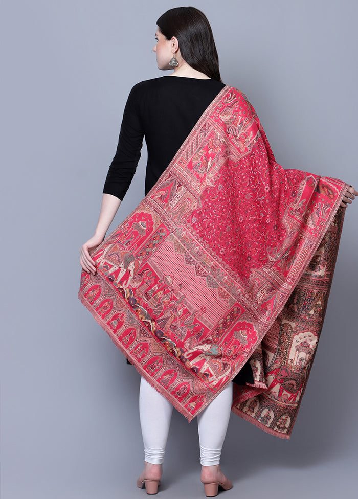 Pink Fine Wool Shawl - Indian Silk House Agencies
