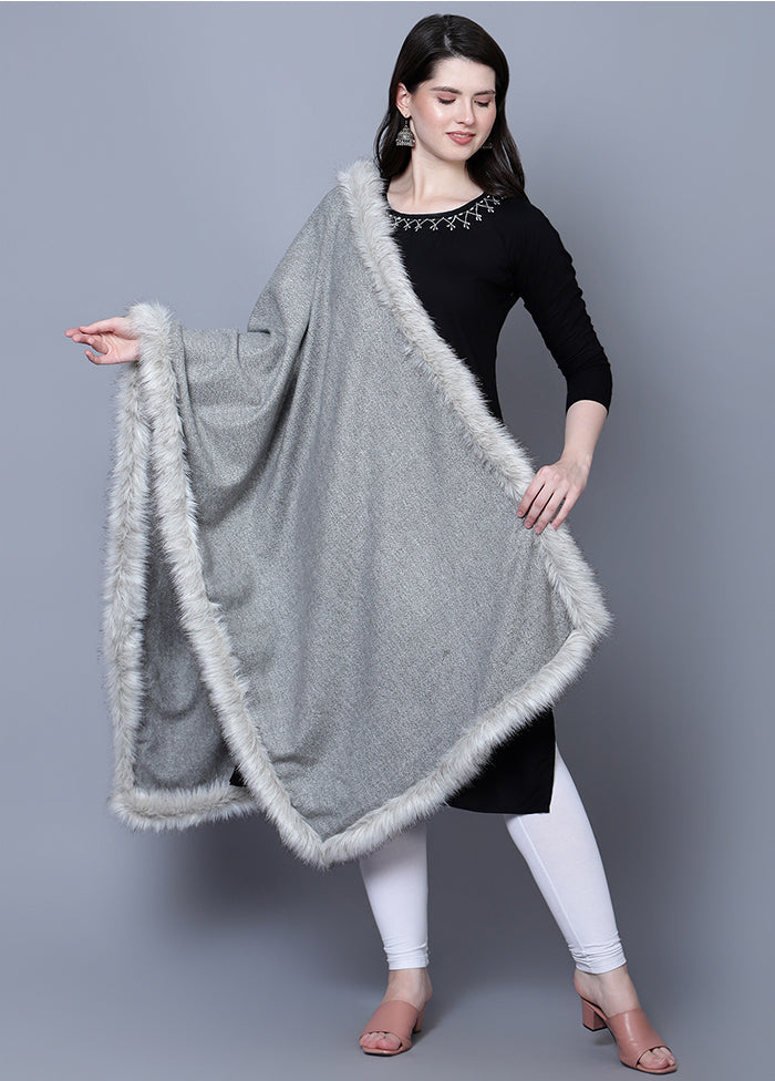 Grey Fine Wool Stole - Indian Silk House Agencies