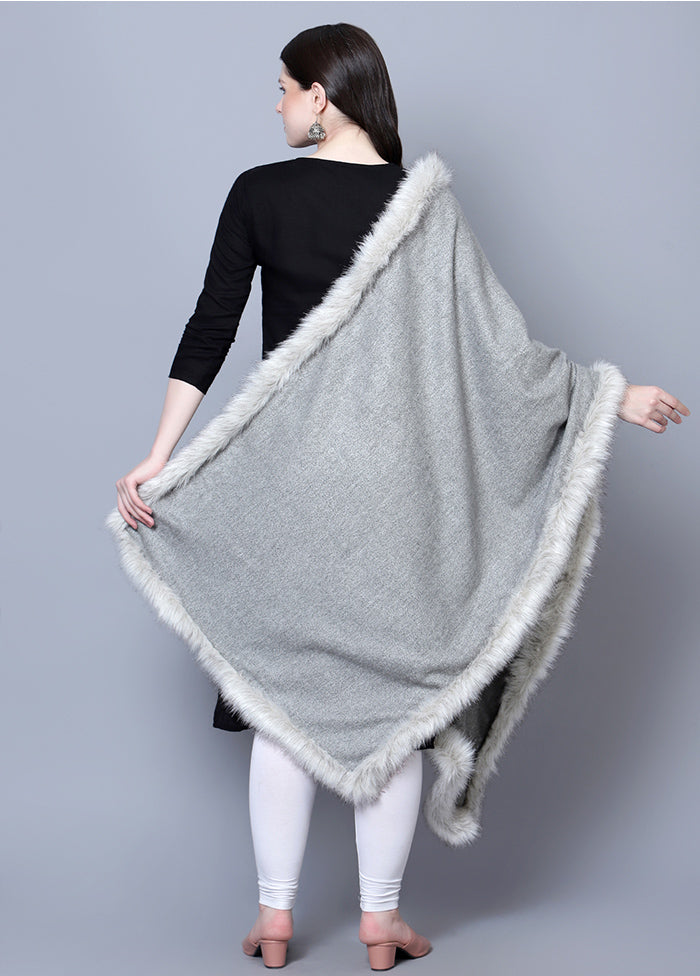 Grey Fine Wool Stole - Indian Silk House Agencies