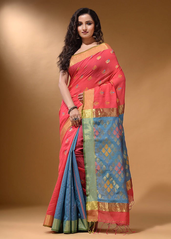 Pink Pure Cotton Saree With Blouse Piece - Indian Silk House Agencies