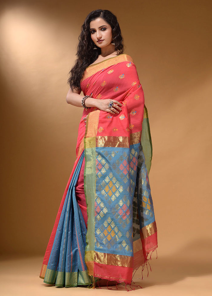 Pink Pure Cotton Saree With Blouse Piece - Indian Silk House Agencies