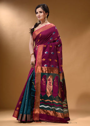 Magenta Pure Cotton Saree With Blouse Piece - Indian Silk House Agencies