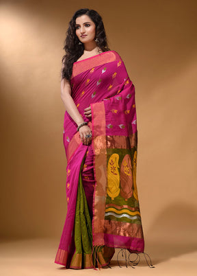 Fuchsia Pure Cotton Saree With Blouse Piece - Indian Silk House Agencies