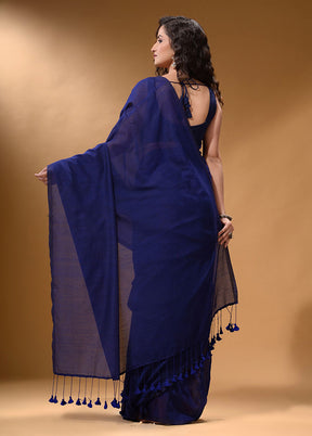 Blue Pure Cotton Saree With Blouse Piece - Indian Silk House Agencies