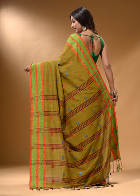 Mustard Pure Cotton Saree With Blouse Piece - Indian Silk House Agencies