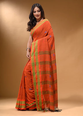 Orange Pure Cotton Saree With Blouse Piece - Indian Silk House Agencies