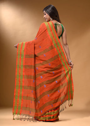 Orange Pure Cotton Saree With Blouse Piece - Indian Silk House Agencies