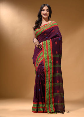 Magenta Pure Cotton Saree With Blouse Piece - Indian Silk House Agencies