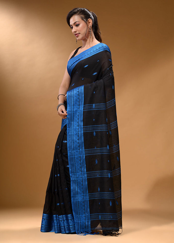 Black Pure Cotton Saree With Blouse Piece - Indian Silk House Agencies