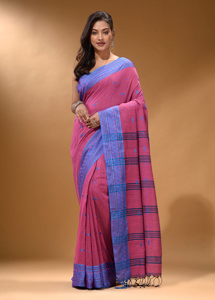 Purple Pure Cotton Saree With Blouse Piece - Indian Silk House Agencies