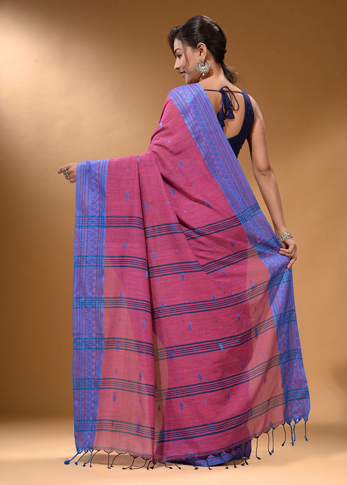 Purple Pure Cotton Saree With Blouse Piece - Indian Silk House Agencies