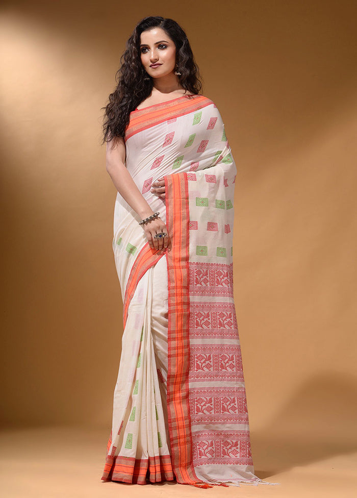 Off White Spun Silk Saree With Blouse Piece - Indian Silk House Agencies