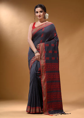 Black Spun Silk Saree With Blouse Piece - Indian Silk House Agencies