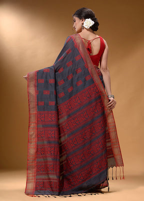 Black Spun Silk Saree With Blouse Piece - Indian Silk House Agencies