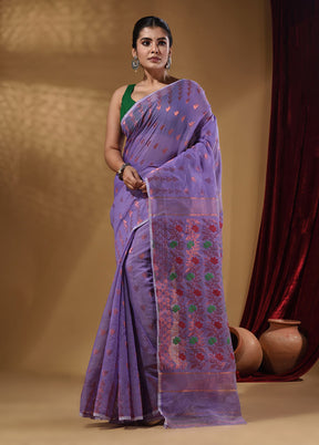 Blue Tant Jamdani Saree With Blouse Piece - Indian Silk House Agencies