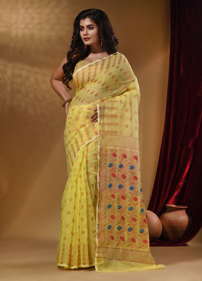 Yellow Tant Jamdani Saree With Blouse Piece - Indian Silk House Agencies