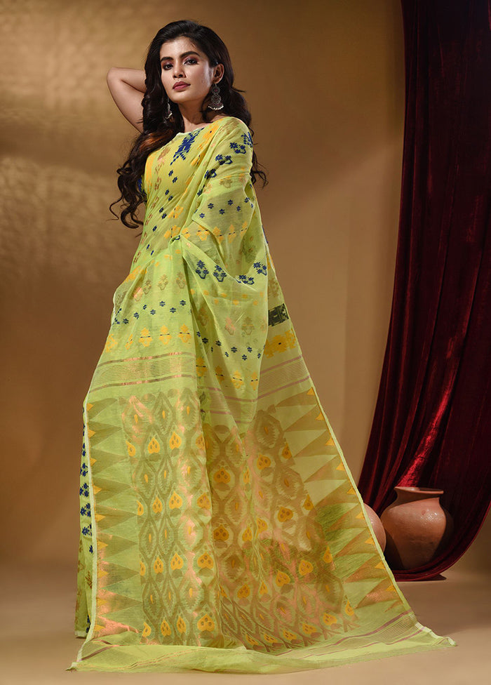 Light Green Tant Jamdani Saree With Blouse Piece - Indian Silk House Agencies